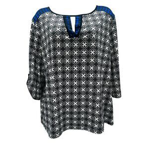 New Directions Petite Blouse Qtr Sleeve‎ Workwear Professional Stretch Size XLP